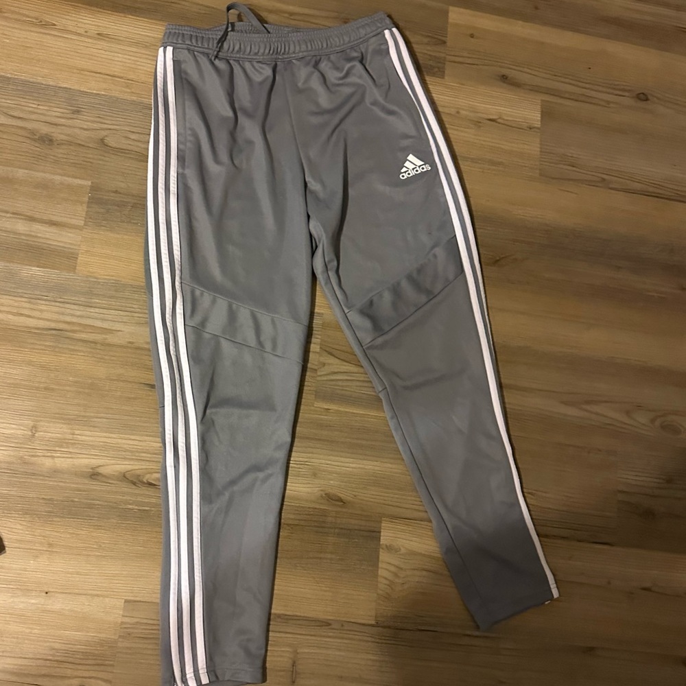 Adidas Joggers. Grey and White. Size large.
